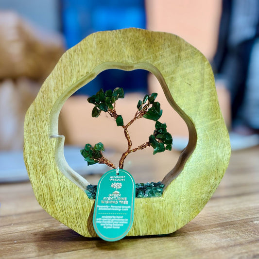 Gemstone Tree Garden - Mango Wood Ring - Green Aventurine - 60 chipstones | Auro & Co
