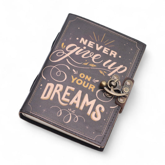 Leather Printed Notebook – Never Give Up On Your Dreams - 17.8×12.7 cm