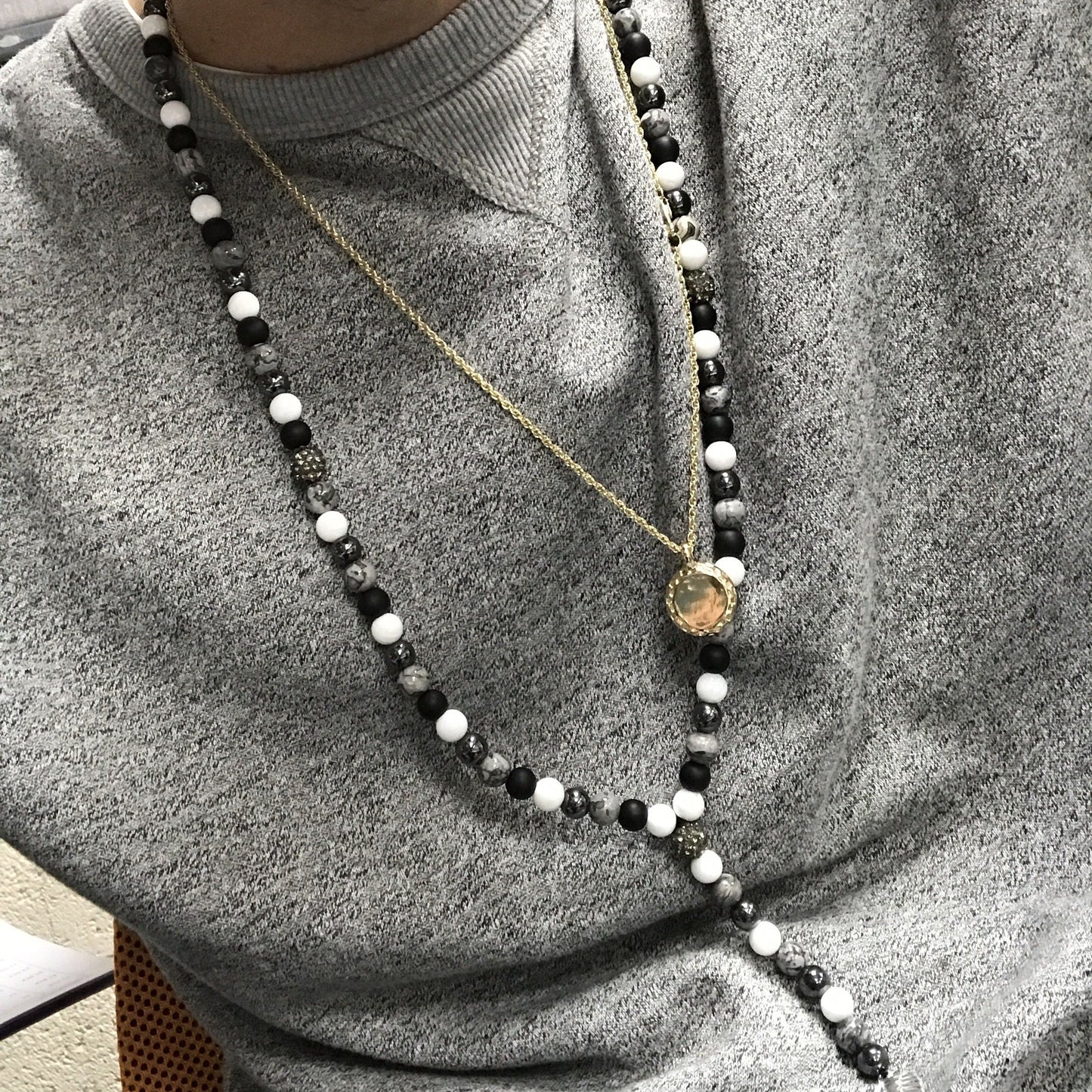 Angel Wing / Grey Agate - Gemstone Necklace – lifestyle shot