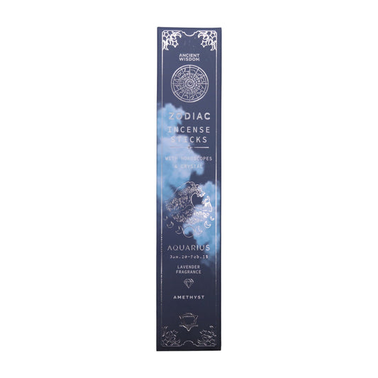 Aquarius incense stick packaging with zodiac symbol on a white background