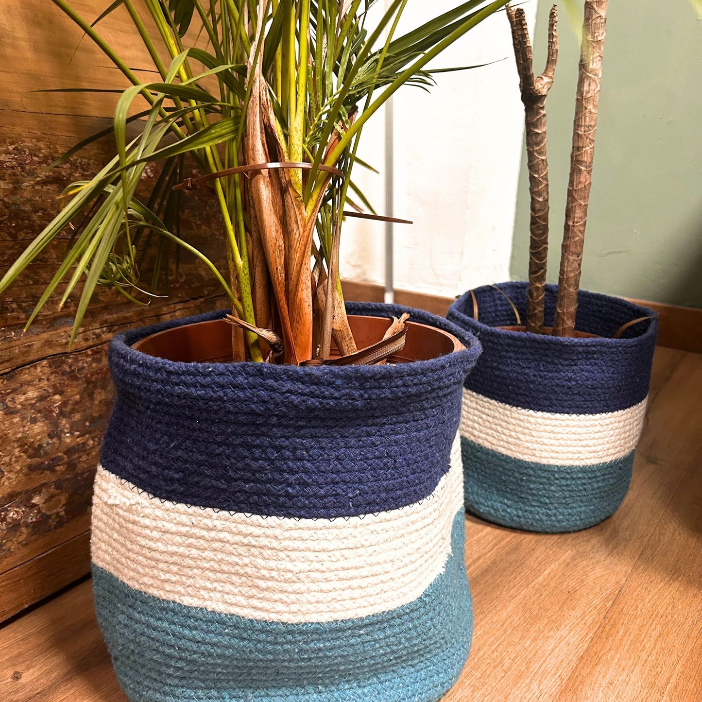 Set of 3 Evil Eye Jute Rope Baskets