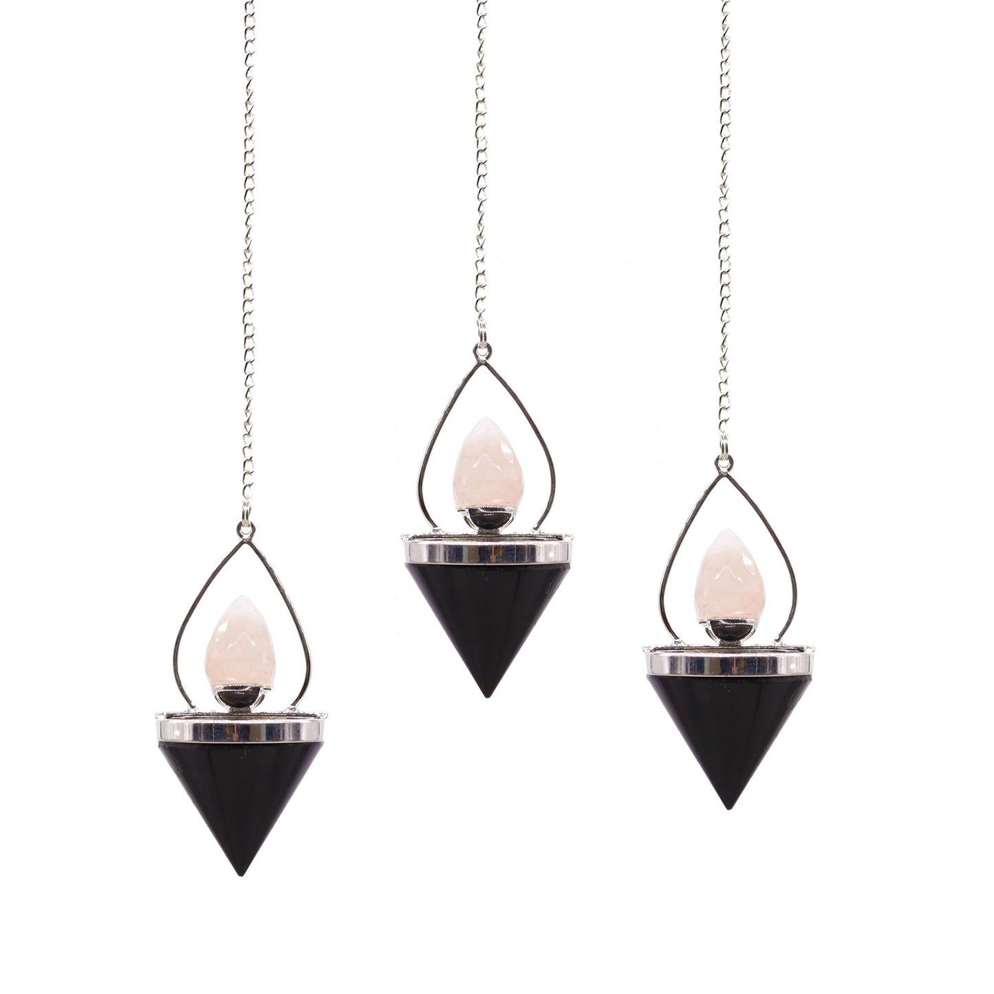 Gemstone Lantern of Life Pendulum - Black Agate & Rose Quartz | Auro & Co