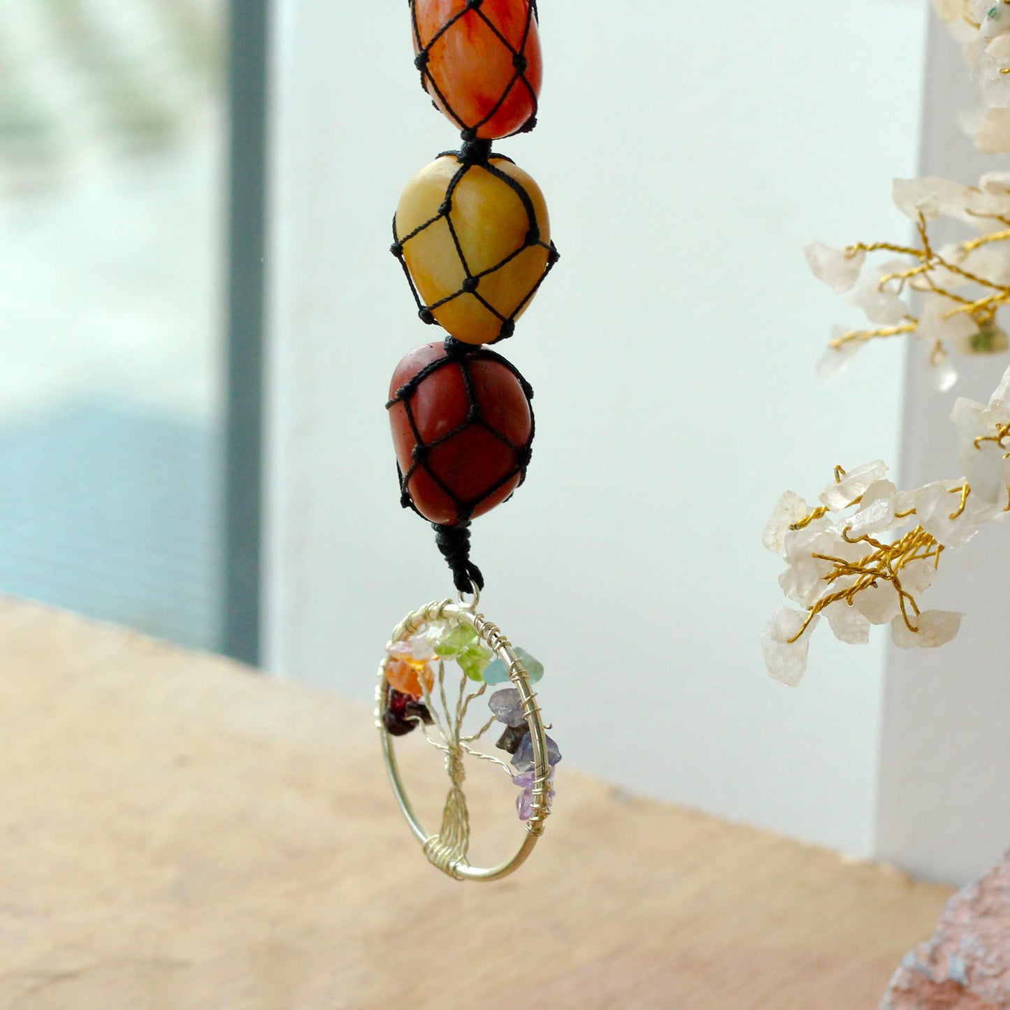 Hanging Chakra Stone Pendant - Tree of Life – packaging