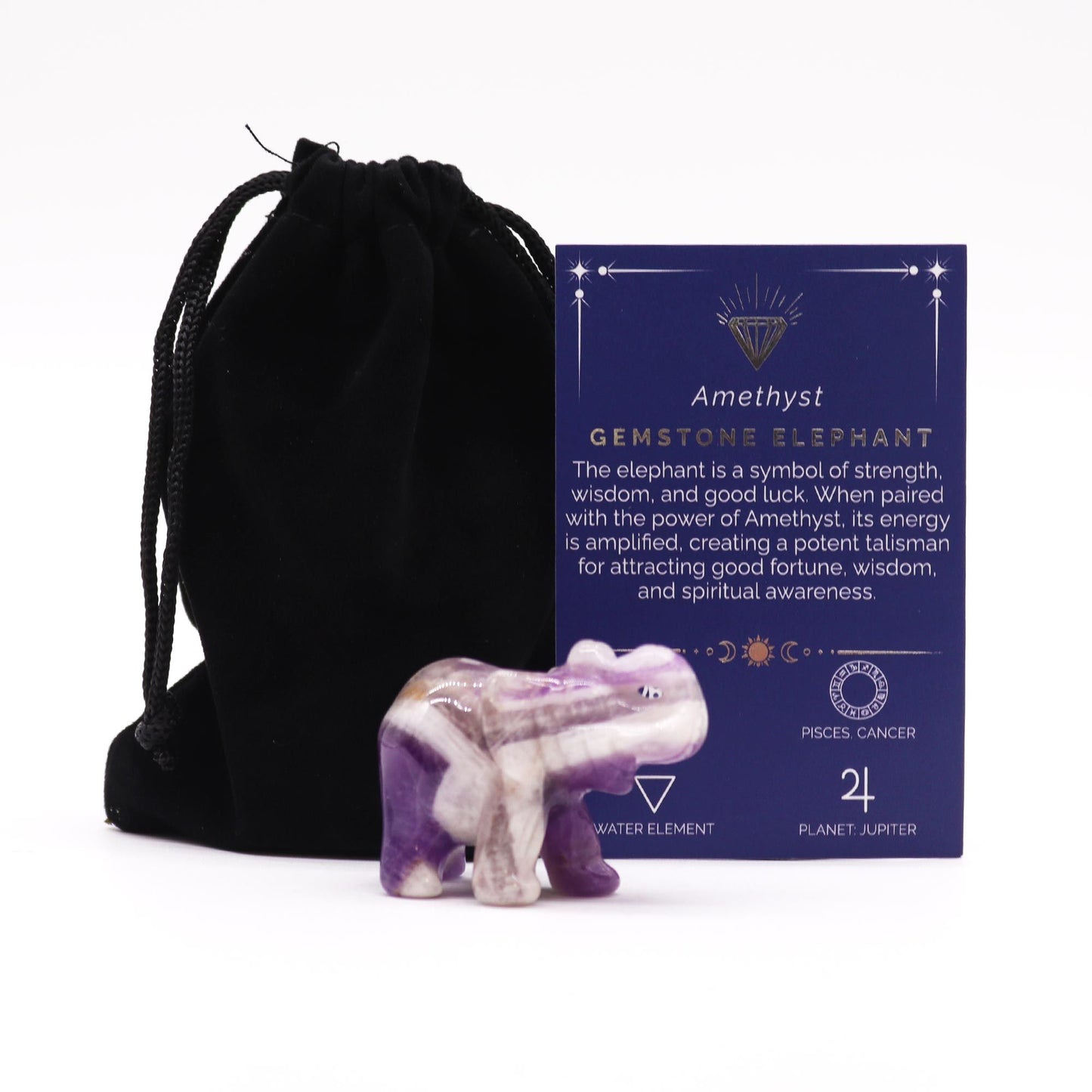 Gemstone Lucky Elephant - Amethyst | Auro & Co