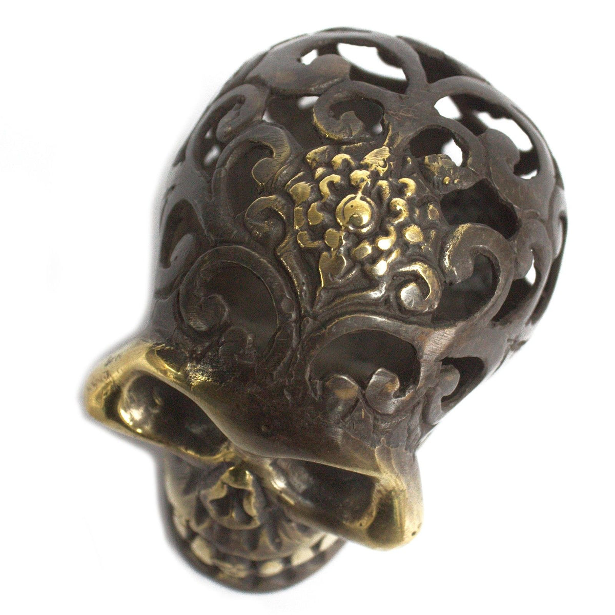 Vintage Brass Skull Ornament, Large