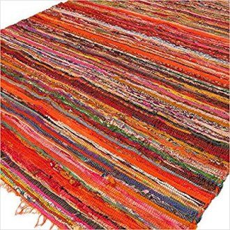 Luxury Handwoven Rag Rug – Orange (150 × 90 cm)