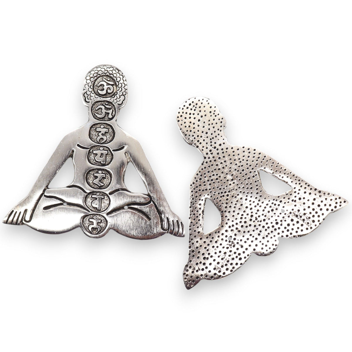 Seven Chakra Yoga Incense Holder, Polished Aluminium, 12cm