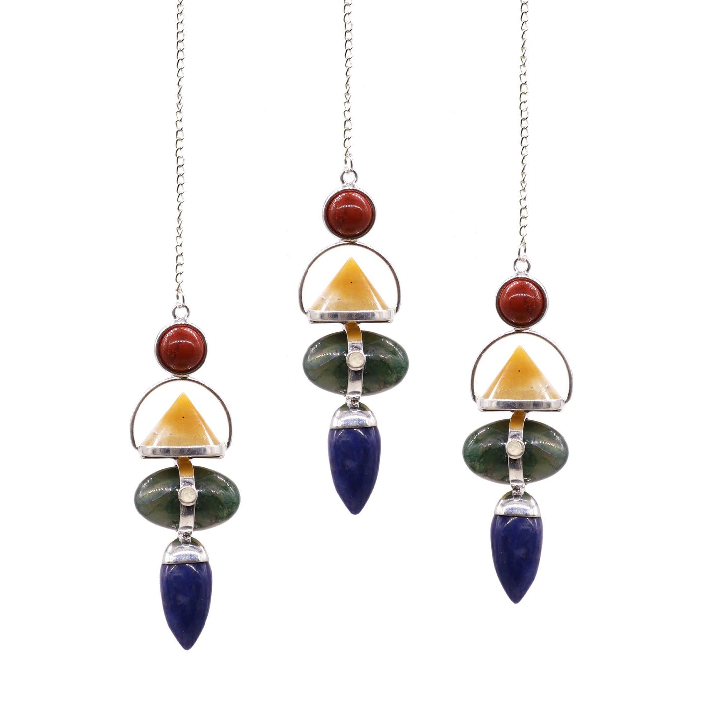 Four Elements Gemstone Pendulum - Red Jasper, Yellow Adventurine, Moss Agate, Sodalite & Moonstone | Auro & Co