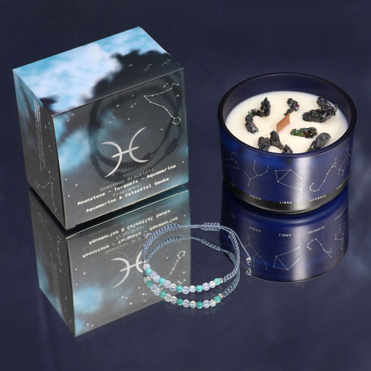 Pisces Zodiac Crystal Candle Set