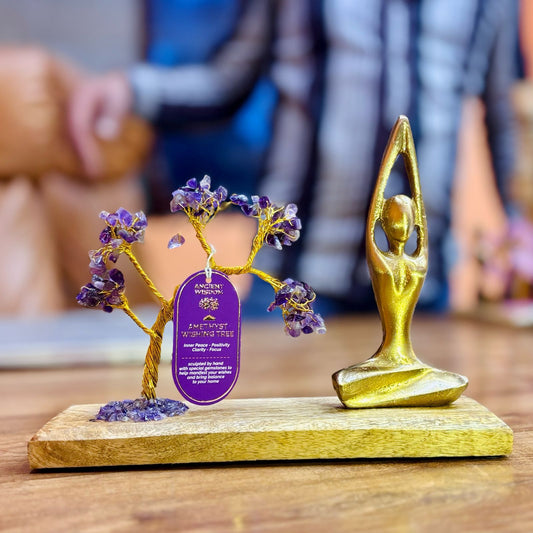 Gemstone Yoga Garden - Sukhasana Pose - Amethyst - Tilted Tree - 100 chipstones | Auro & Co