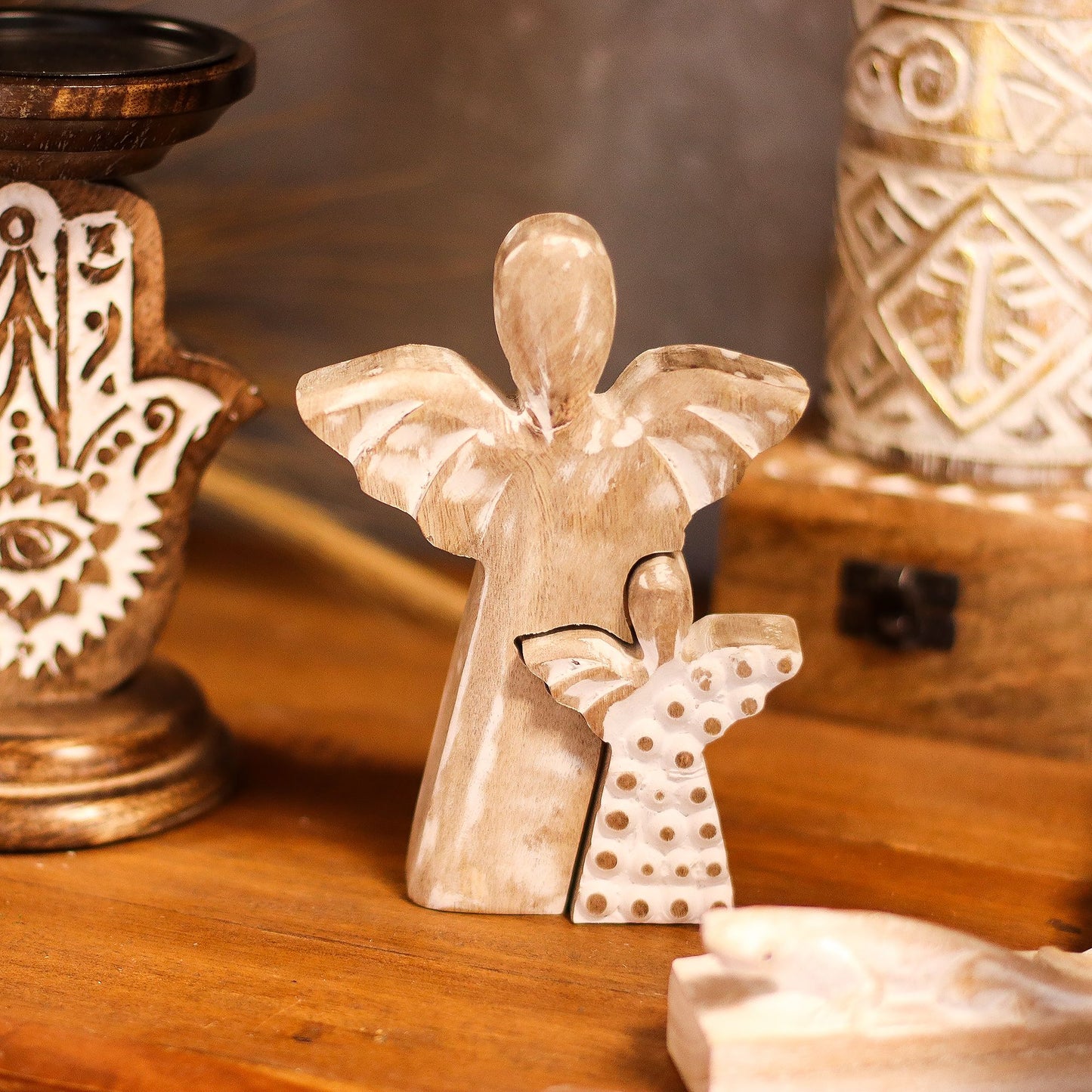 Mango Wood Angel in Angel - Whitewash – product image 8