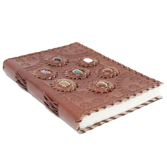 Leather Chakra Stone Notebook (6x9") | Auro & Co