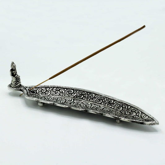 Buddha Incense Holder - Polished Aluminium, 23cm