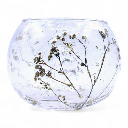 Natural Floral Glass - Bowl Candle Holder - Margarita - (8x10cm)