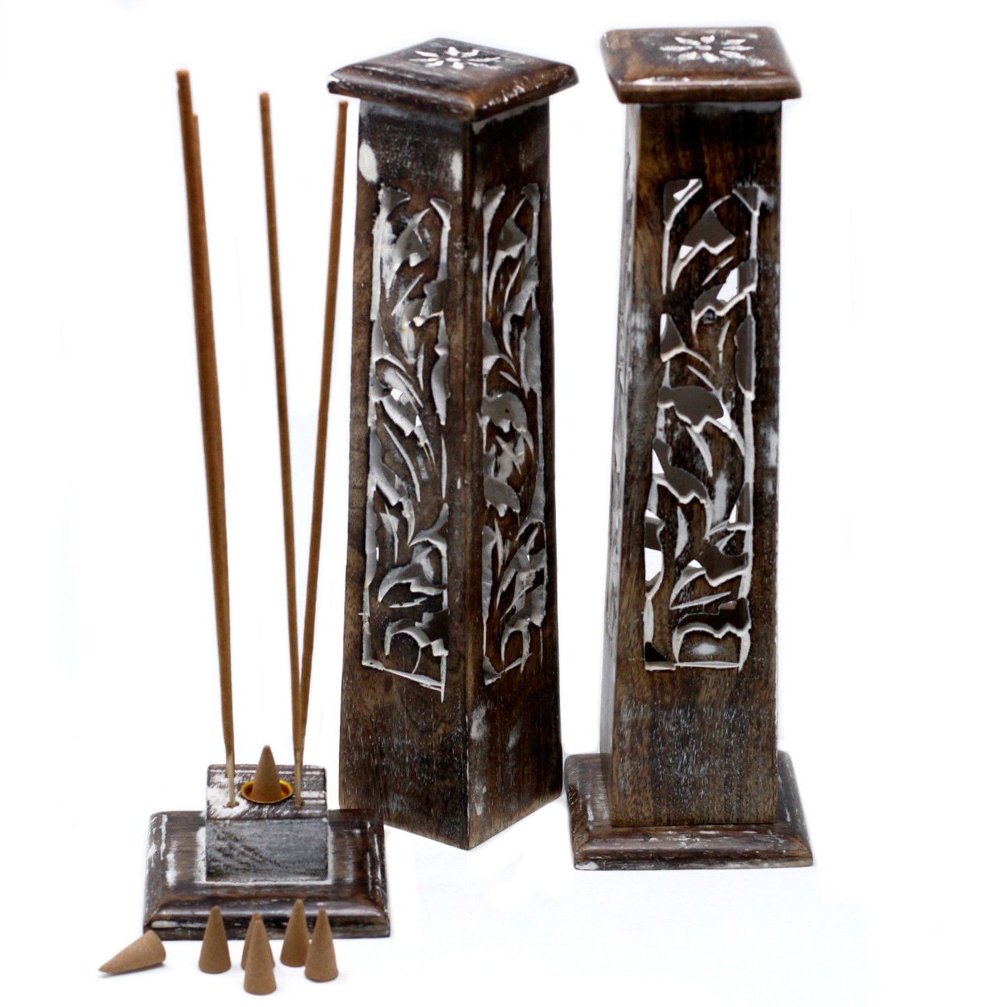 Tapered Incense Tower Washed Des2 - Mango Wood – packaging