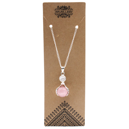 Gemstone Healing Hands Pendant - Rose Quartz – detail view