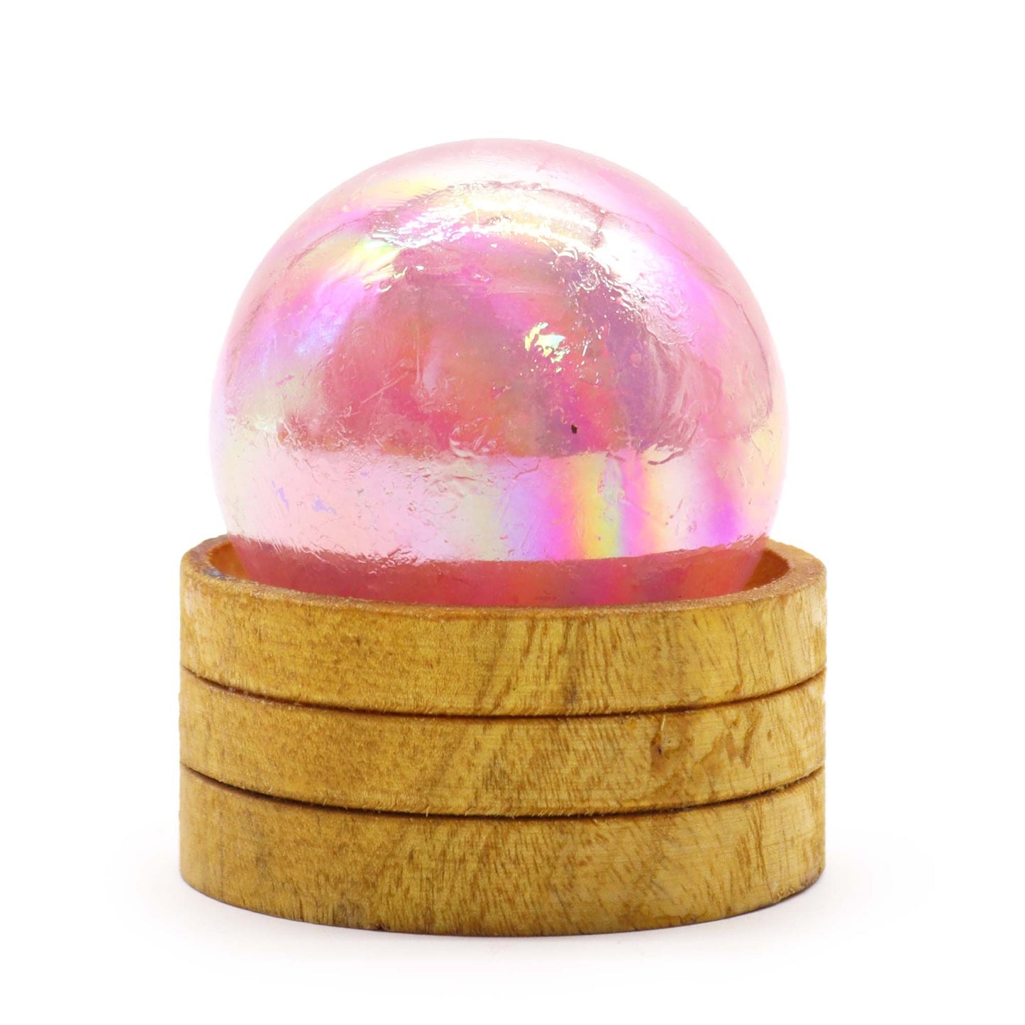 Gemstone Sphere 50mm - Rose Quartz Titanium Aura with Stand | Auro & Co