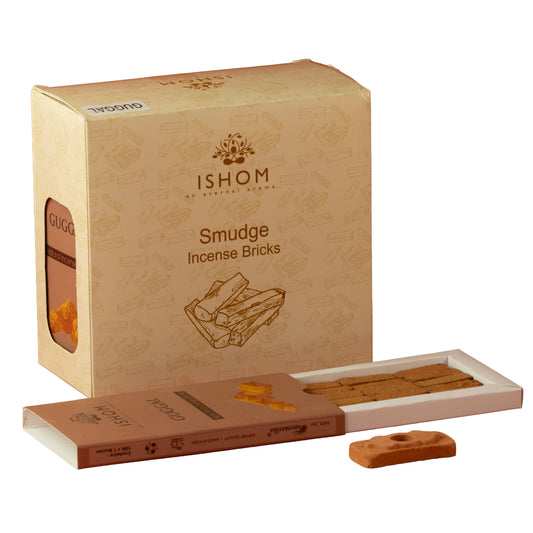Guggal Natural Incense Smudge Bricks, Pack of 15 with Burner