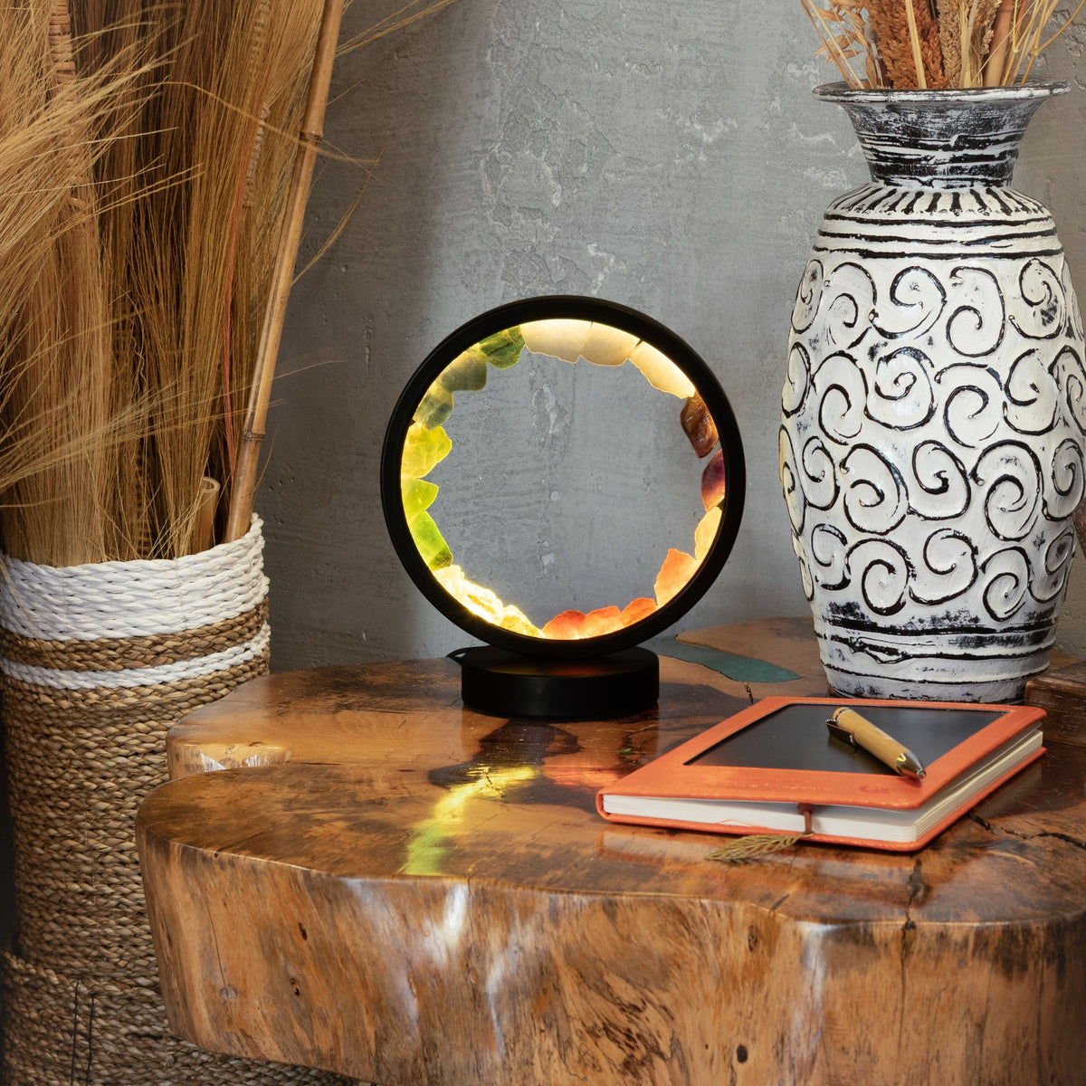 7 Chakra Gemstone Halo Lamp, 7 Gemstones