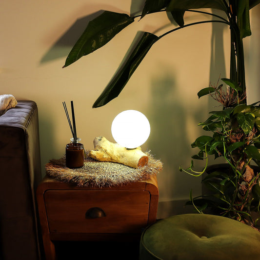 DriftGlow Lamp Cotton Luna Ivory Shade – detail view