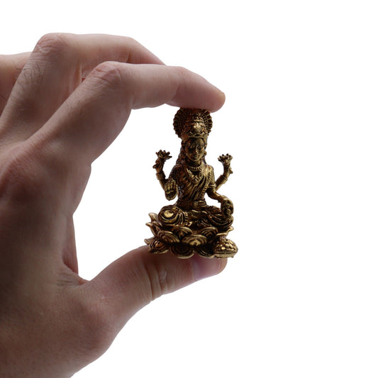 Lakshmi Brass Miniature Figure, Large, 5.5cm
