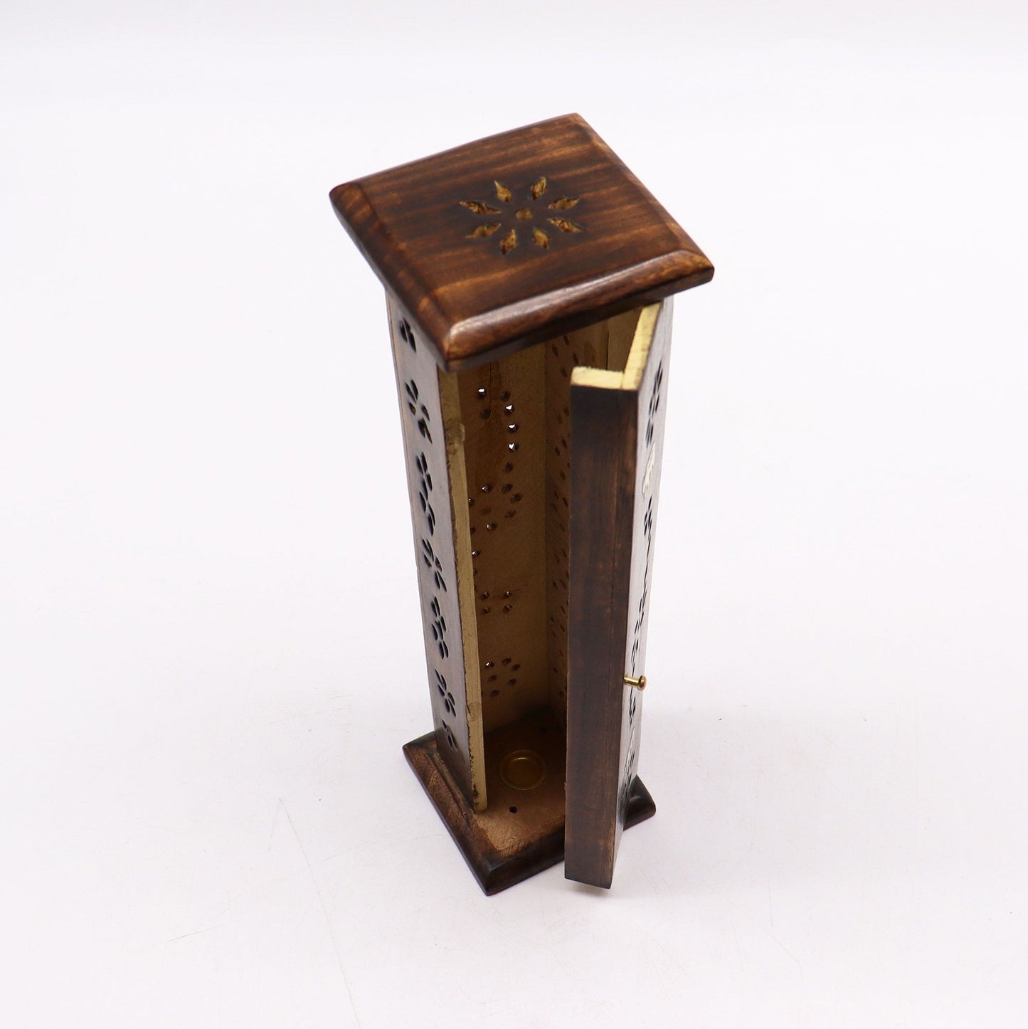 Square Incense Tower - Brass inlay - Mango Wood – packaging