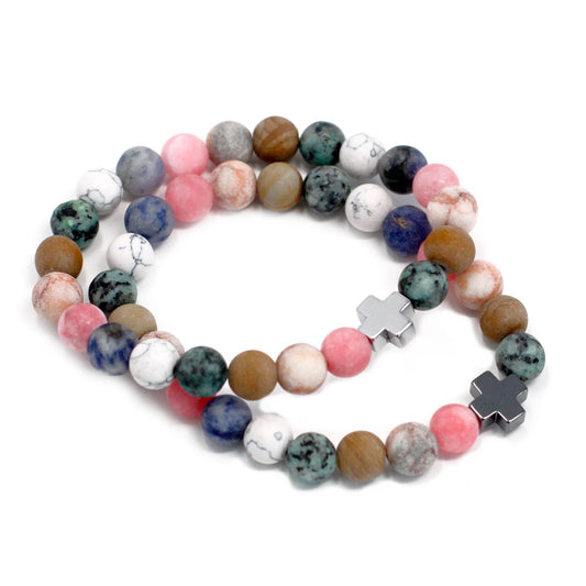 Set of 2 Gemstones Friendship Bracelets - Harmony - Rainbow Gemstones – detail view