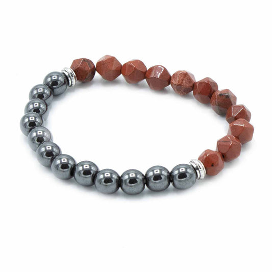 Faceted Gemstone Bracelet - Magnetic Red Jasper – detail view