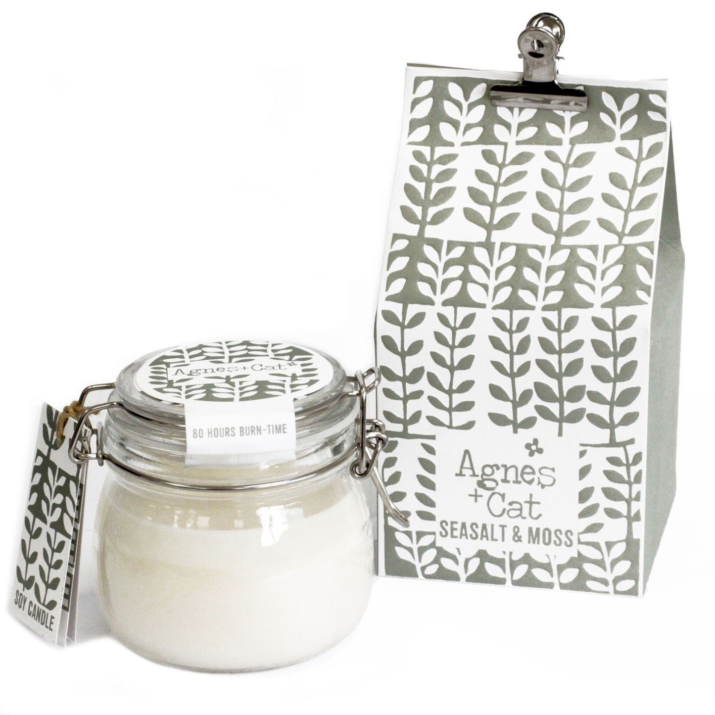Agnes + Cat Kilner Jar Candle - Seasalt and Moss | Auro & Co