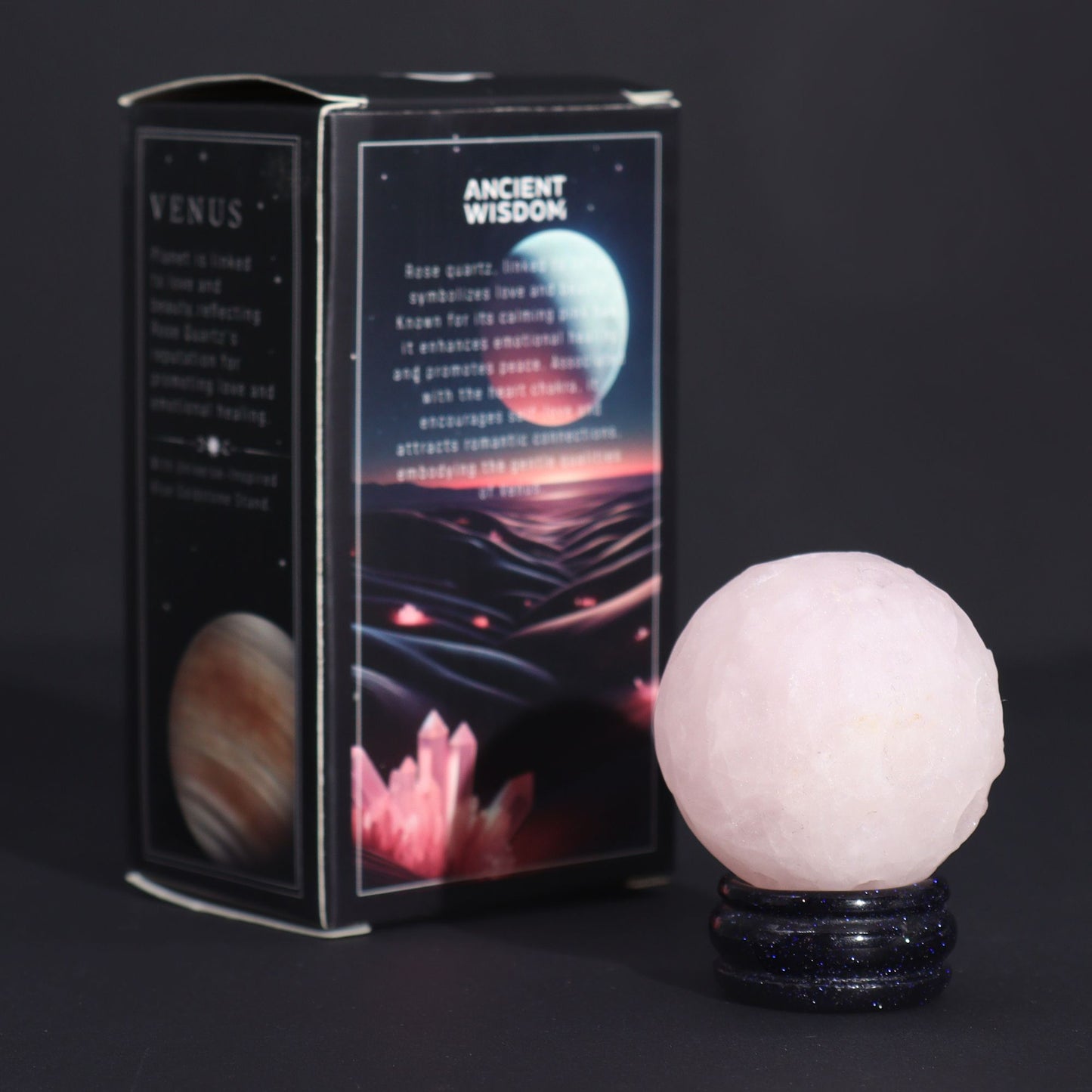 Rose Quartz Planet on a Sola Goldstone Stand (VENUS) – product image 10