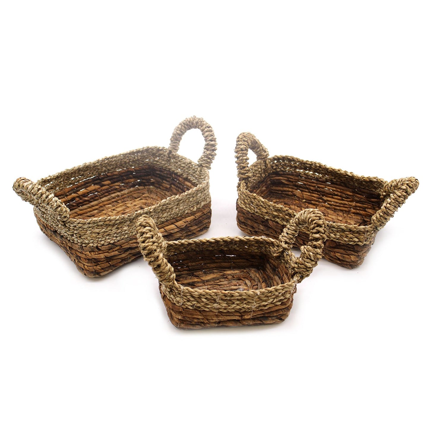 Banana Leaf & Seagrass Square Basket – Set of 3