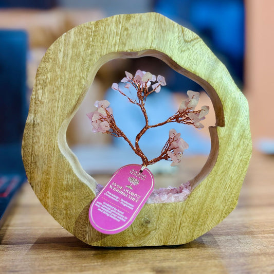 Gemstone Tree Garden - Mango Wood Ring - Rose Quartz - 60 chipstones | Auro & Co