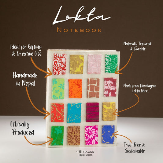 Natural Lokta Mini Tiles Notebook, Medium