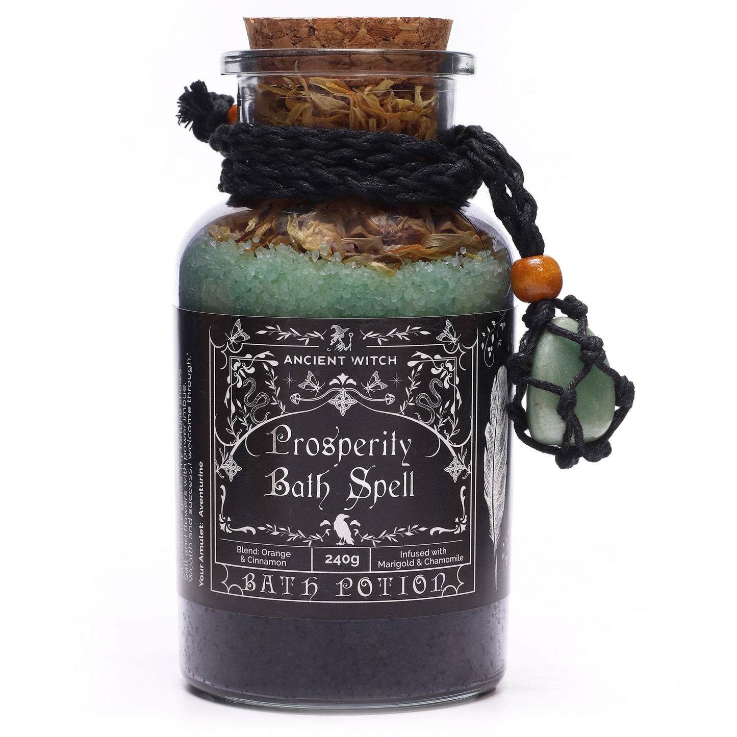 Ancient Witch Bath Spell Potion & Aventurine Crystal Amulet - Prosperity – product image 10