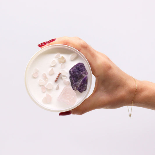 Third Eye Chakra Crystal Candle - Intuitive Vision