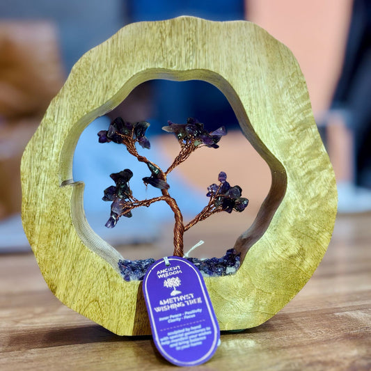 Gemstone Tree Garden - Mango Wood Ring - Amethyst - 60 chipstones | Auro & Co
