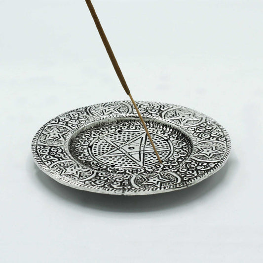 Pentagram Incense Holder - Polished Aluminium, 11.5cm