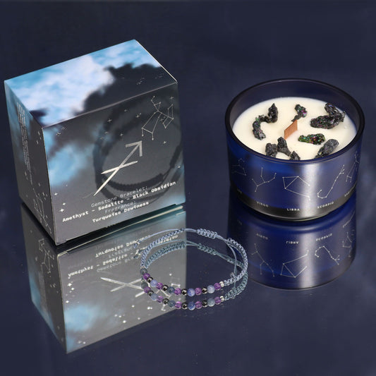 Sagittarius Zodiac Crystal Candle Set