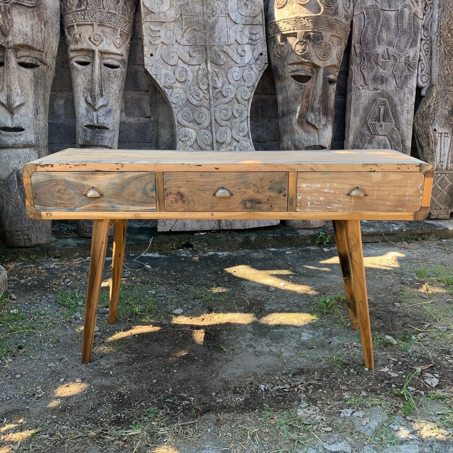 Reclaimed Teak Artisan Console Table – 150 x 50 x 80 cm