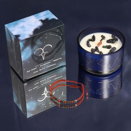 Aries Zodiac Crystal Candle Set
