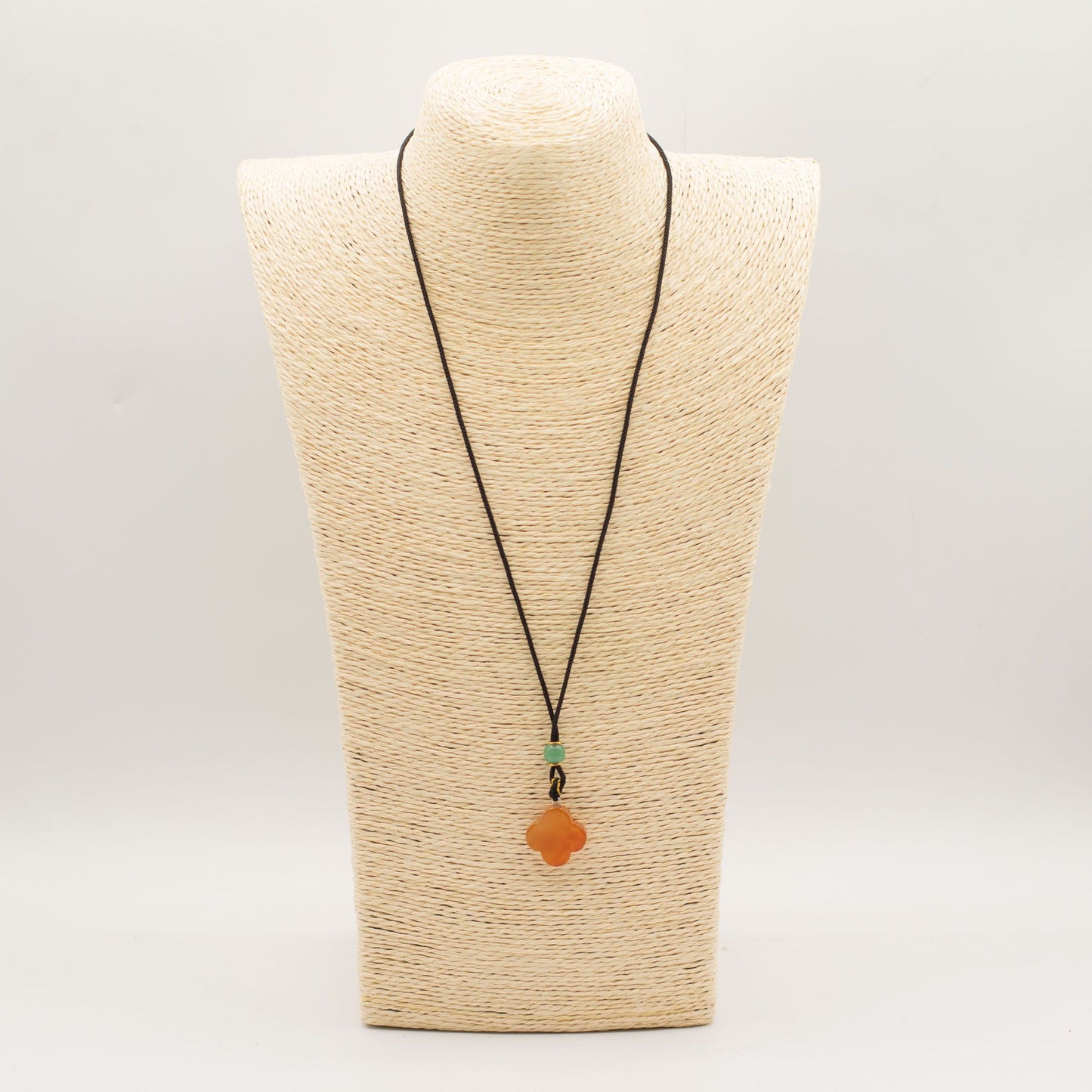 Cord Necklace Gemstone Pendant - Red Jade Clover – packaging