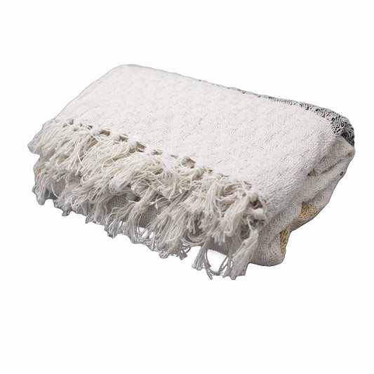 Sun-Soft Boho Layering Throw – Tasselled Edges