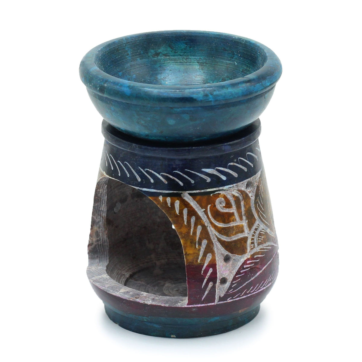 Flower Soapstone Oil Burner, Small 8cm