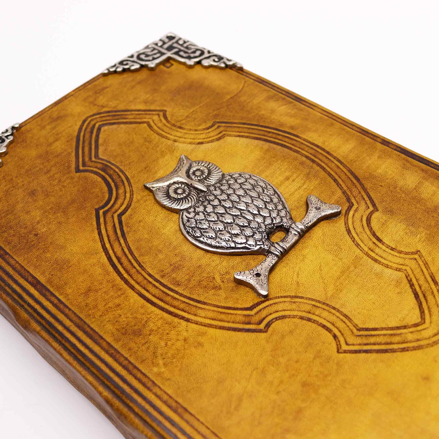 Heafty Coffee Tan Book - Zinc Owl Decor - 200 Deckle Edges Pages - 26x18cm – product image 5