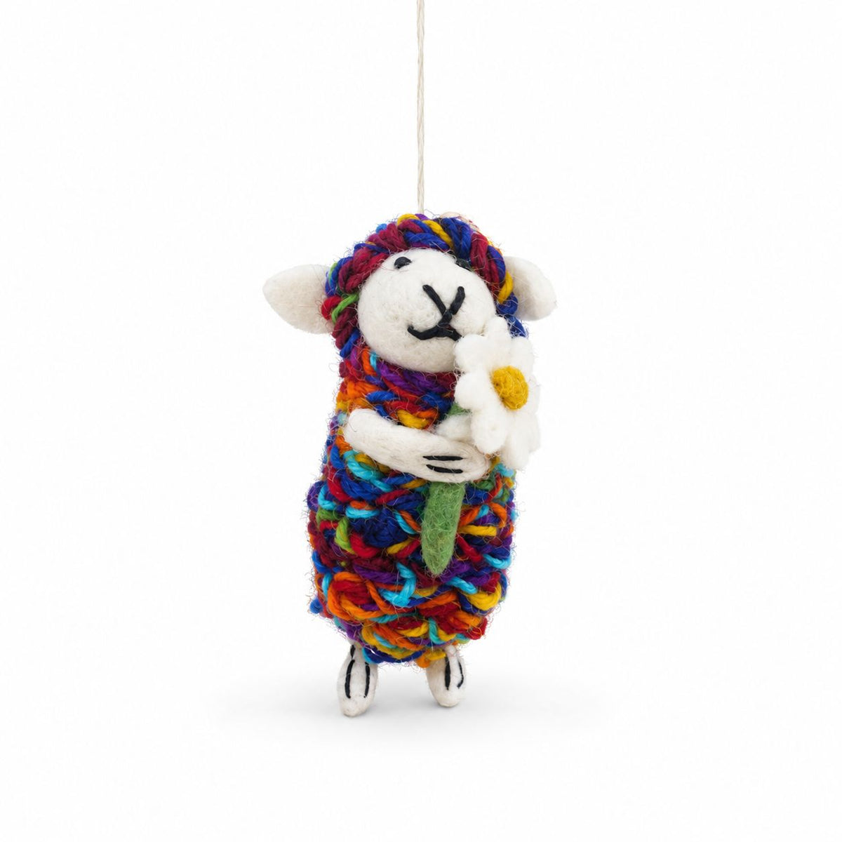Felt Rabbit & Sheep Charms, Set of 8, Hanging Decorations & Bag Charms