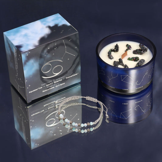Cancer Zodiac Crystal Candle Set