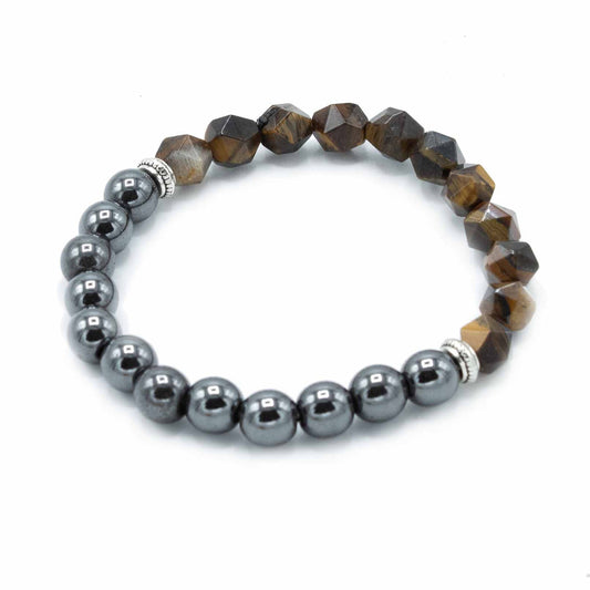 Faceted Gemstone Bracelet - Magnetic Tiger Eye – detail view
