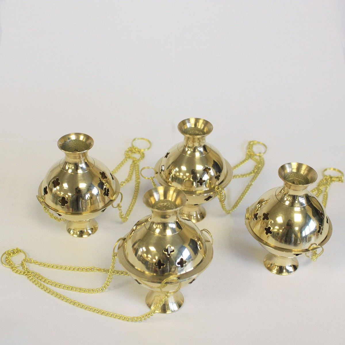 Small Three Chain Hanging Brass Incense Burner, 16cm Thurible