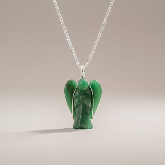 Gemstone Guardian Angel Pendant - Green Aventurine – detail view