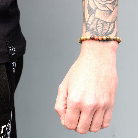 18K Gold Plated Gemstone Black String Bracelet - Tiger Eye – detail view